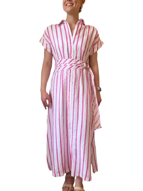 Women's Square Collar DressesSmithy Dress In Pink/white