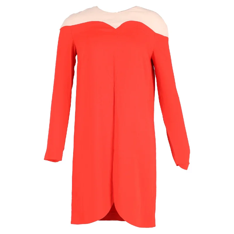 Women's Short-Sleeve DressesStella McCartney Crew Neck Knee-Length Shift Dress in Orange Rayon