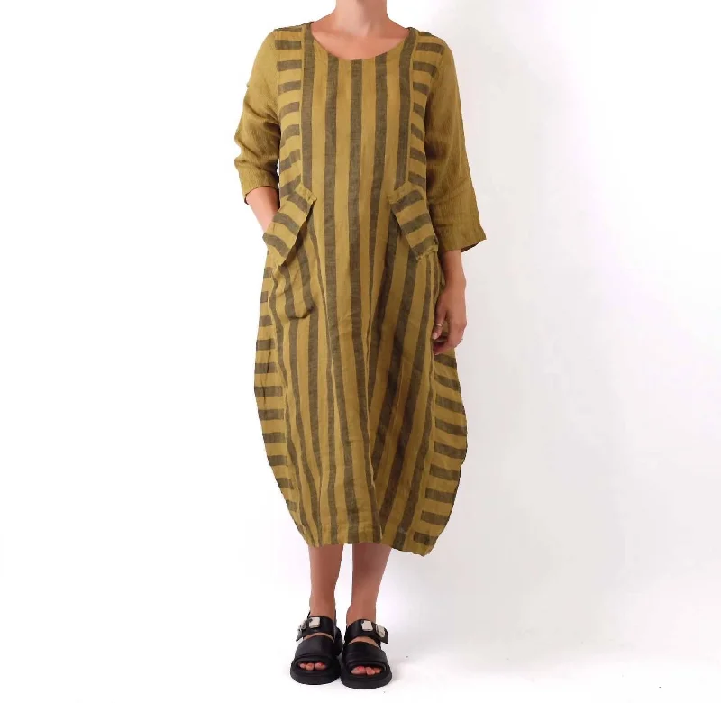 Women's Collarless DressesStriped Dress In Spring Apple