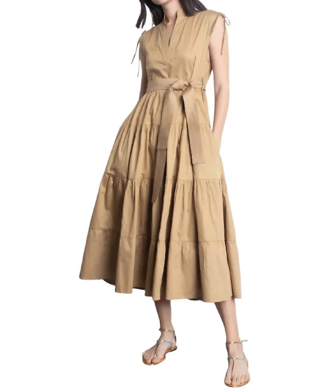 Women's Mandarin Collar DressesVirginia Dress In Khaki