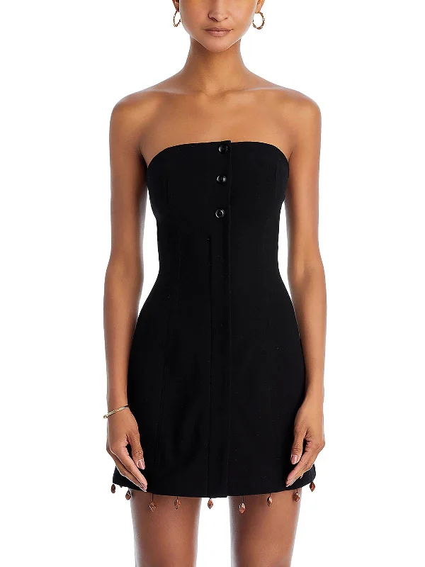 Women's Collarless DressesWomens Embellished Bead Sheath Dress