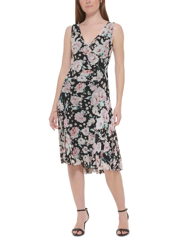 Women's Cap-Sleeve DressesWomens Floral Print Polyester Sheath Dress