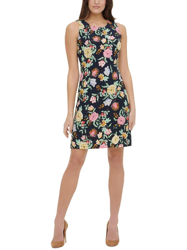 Women's Off-Shoulder DressesWomens Floral Print Short Wear To Work Dress