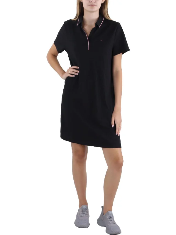 Women's U-Shaped Collar DressesWomens Polo Short Shirtdress