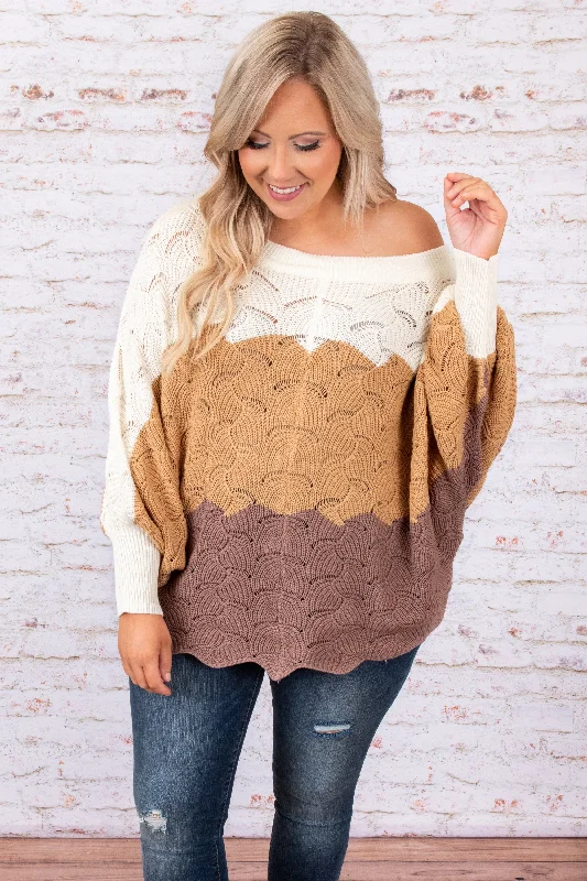 Women's Blouse with Boat CollarAngel In You Sweater, Taupe-Mocha