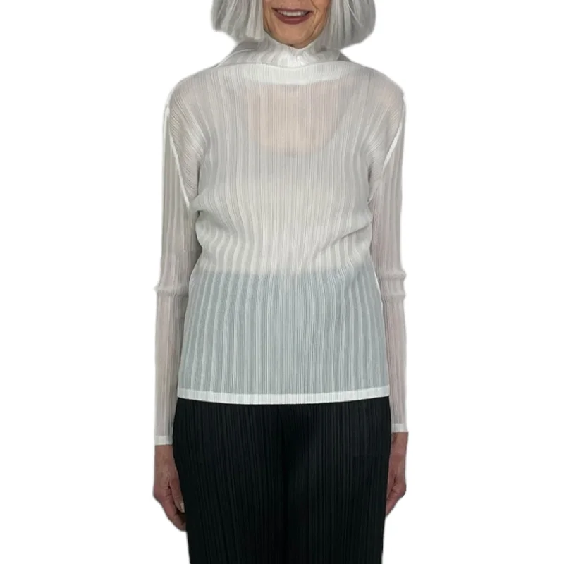 Women's Blouse with CollarRIB PLEATS BASICS TURTLENECK