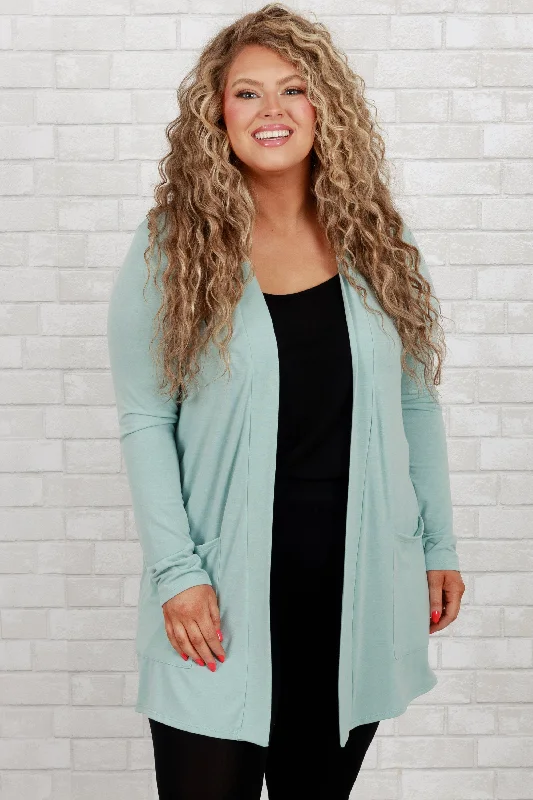 Women's Blouse with U-Shaped CollarKindness And Compassion Cardigan, Light Green