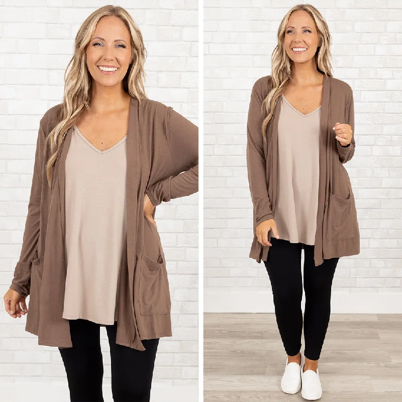 Women's Blouse with Rounded HemKindness and Compassion Cardigan, Mocha