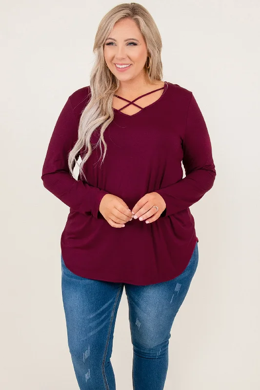 Women's Blouse with Sweetheart CollarNeutral But Nice Top, Elderberry