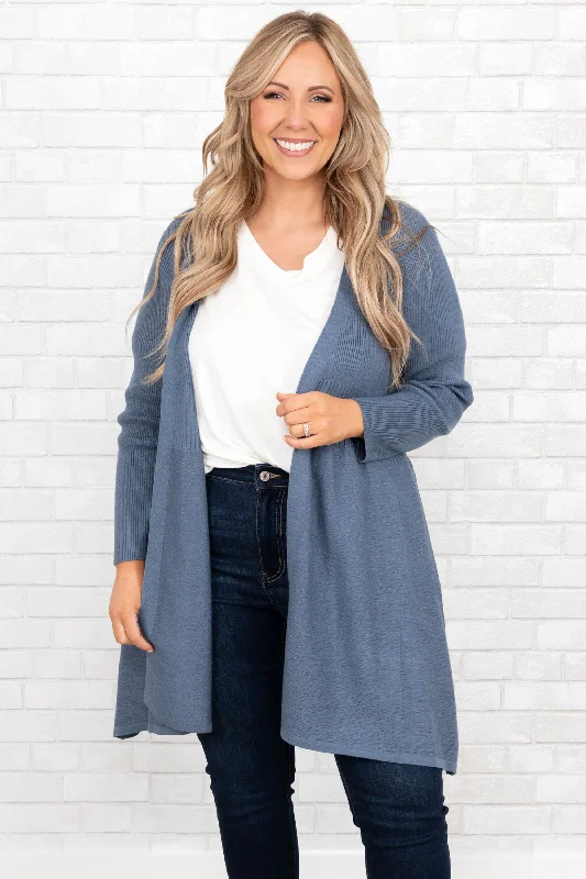 Women's Blouse with ButtonsOverthinking It Cardigan, Blue