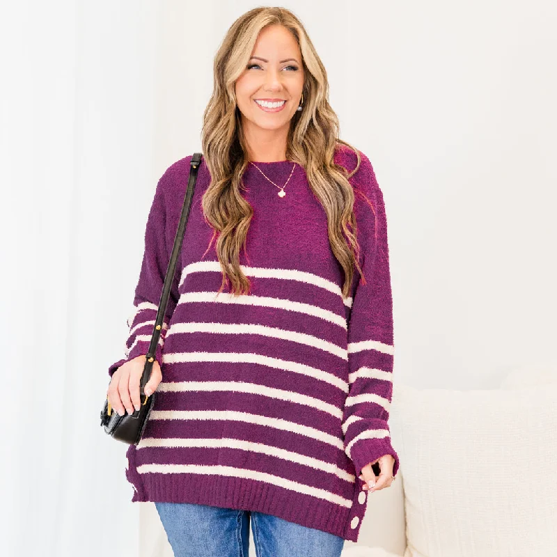 Women's Blouse with SmockingSeries Of Notes Sweater, Plum