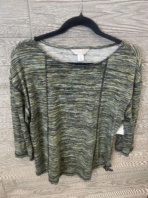 Women's Blouse with Boat CollarTop 3/4 Sleeve By Christopher And Banks In Green, Size: Petite  M