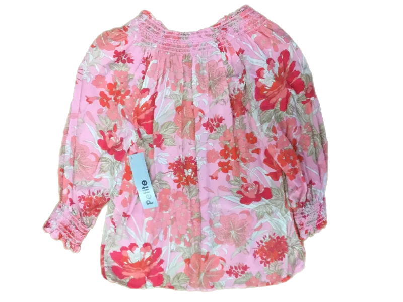 Women's Blouse for PartyTop 3/4 Sleeve By Talbots In Floral Print, Size: Petite   S