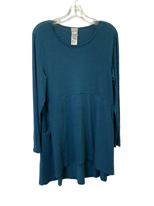 Women's Sleeveless BlouseTop Long Sleeve Basic By Chicos In Teal, Size: M