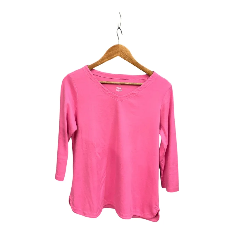 Women's Short-Sleeve BlouseTop Long Sleeve Basic By J. Jill In Pink, Size: M