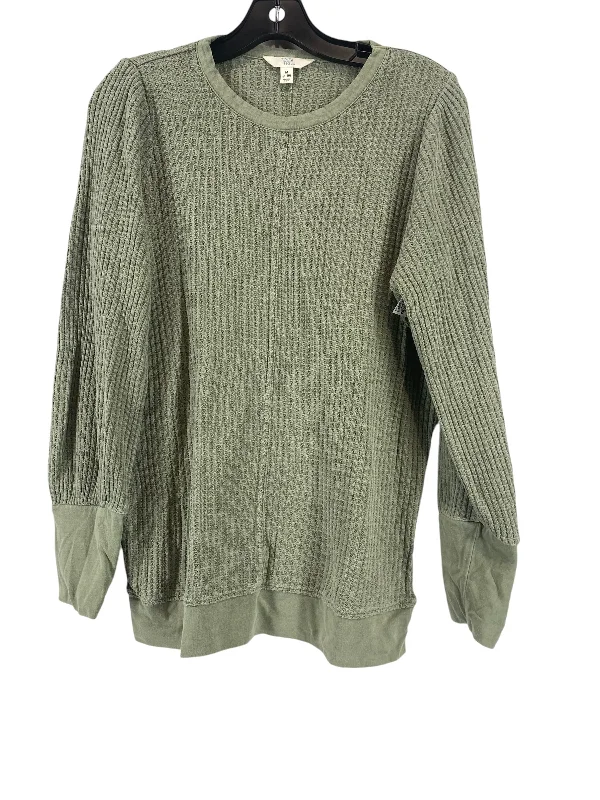 Women's Blouse with ButtonsTop Long Sleeve Basic By Time And Tru In Green, Size: M