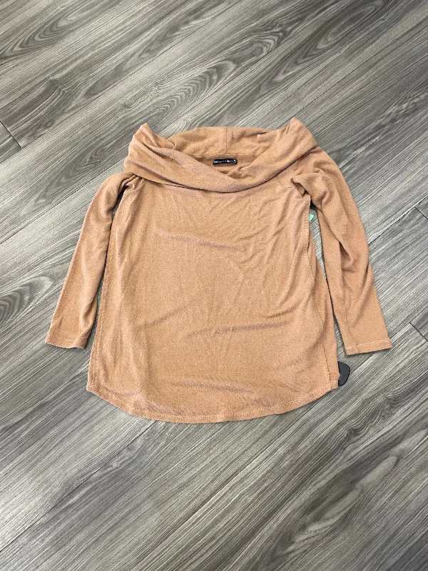 Women's Blouse with FlouncesTop Long Sleeve By Abercrombie And Fitch In Brown, Size: Xl