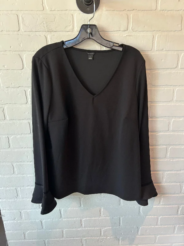 Women's Blouse with SequinsTop Long Sleeve By Ann Taylor In Black, Size: L