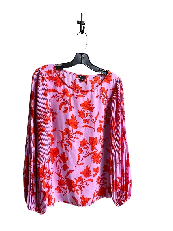 Women's Ruffled BlouseTop Long Sleeve By Ann Taylor In Floral Print, Size: S