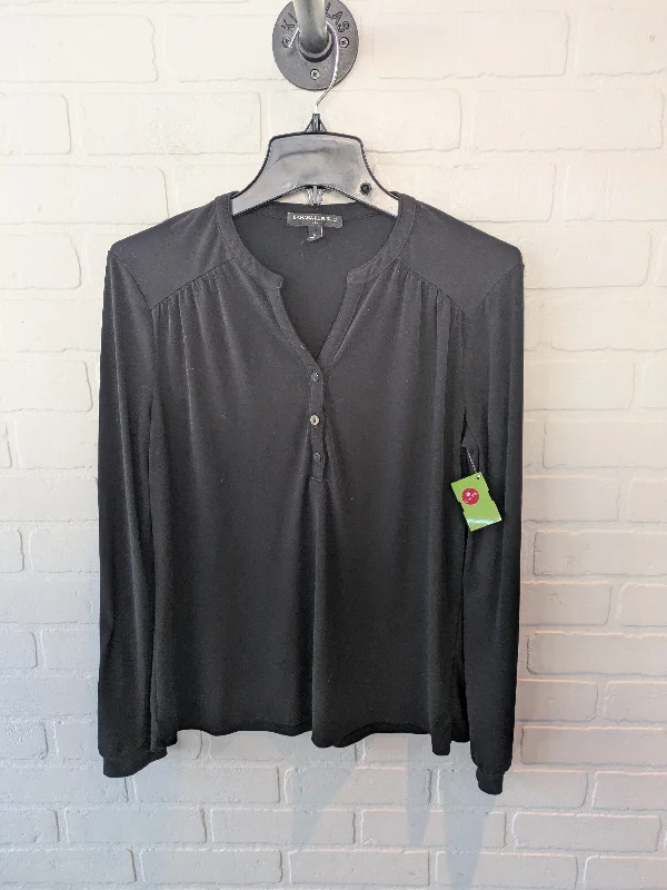 Women's Blouse with Low CollarTop Long Sleeve By Banana Republic In Black, Size: S