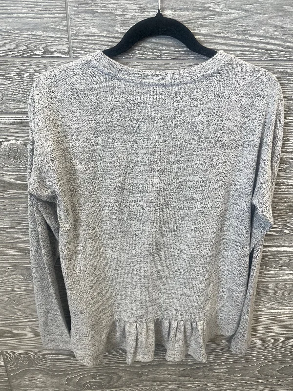 Women's Blouse with Square CollarTop Long Sleeve By Banana Republic In Grey, Size: S