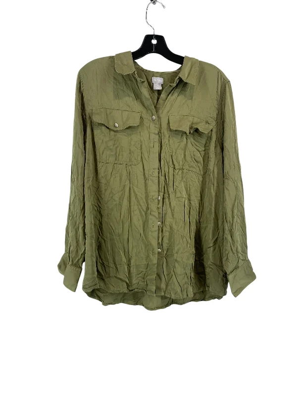 Women's Blouse for OfficeTop Long Sleeve By Chicos In Green, Size: 3