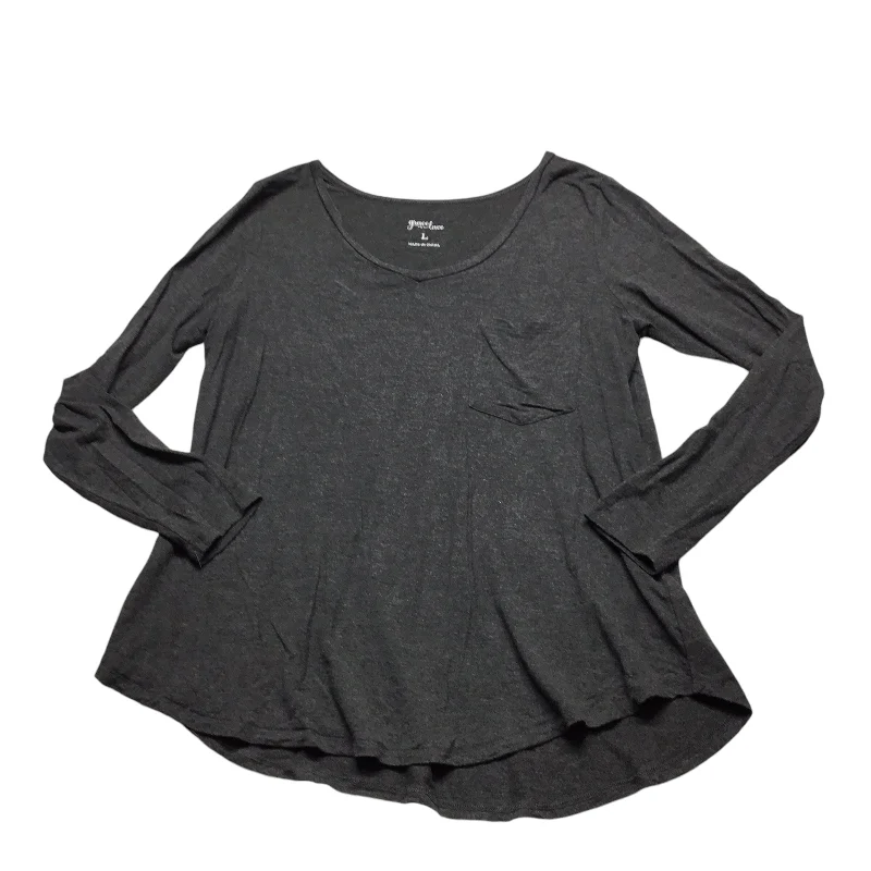 Women's Blouse with Square NeckTop Long Sleeve By Cmc In Grey, Size: L