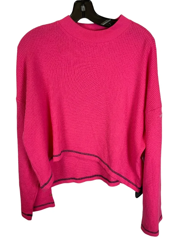 Women's Blouse with Narrow CollarTop Long Sleeve By Converse In Pink, Size: M