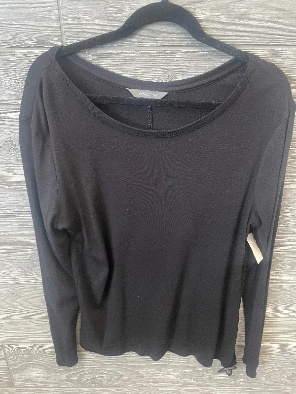 Women's Blouse with Collarless DesignTop Long Sleeve By Daisy Fuentes In Black, Size: Xl