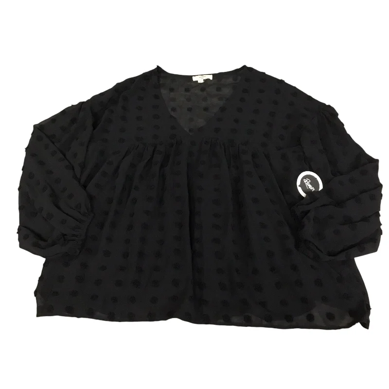 Women's Ruffled BlouseTop Long Sleeve By Entro In Black, Size: L