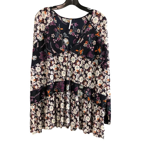 Women's Blouse with Puffed SleevesTop Long Sleeve By Free People In Floral Print, Size: S