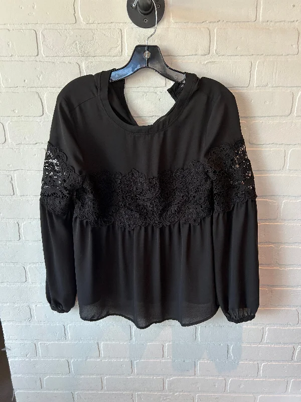 Women's Blouse with Bell SleevesTop Long Sleeve By Harlowe & Graham In Black, Size: S