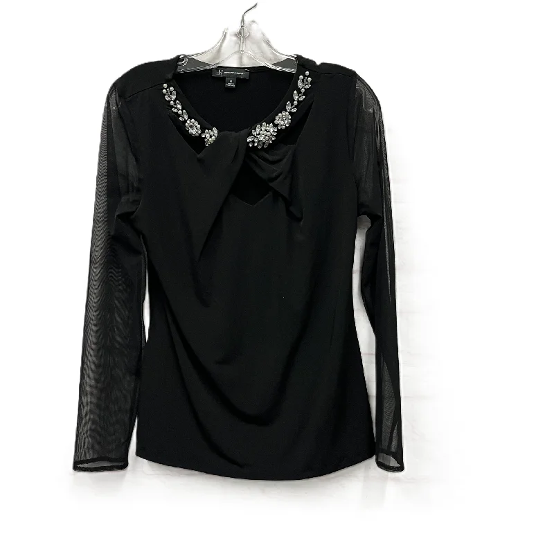 Women's Blouse with Wide CollarTop Long Sleeve By Inc In Black, Size: M