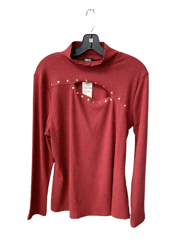 Women's Blouse with PocketsTop Long Sleeve By Inc In Red, Size: 1x