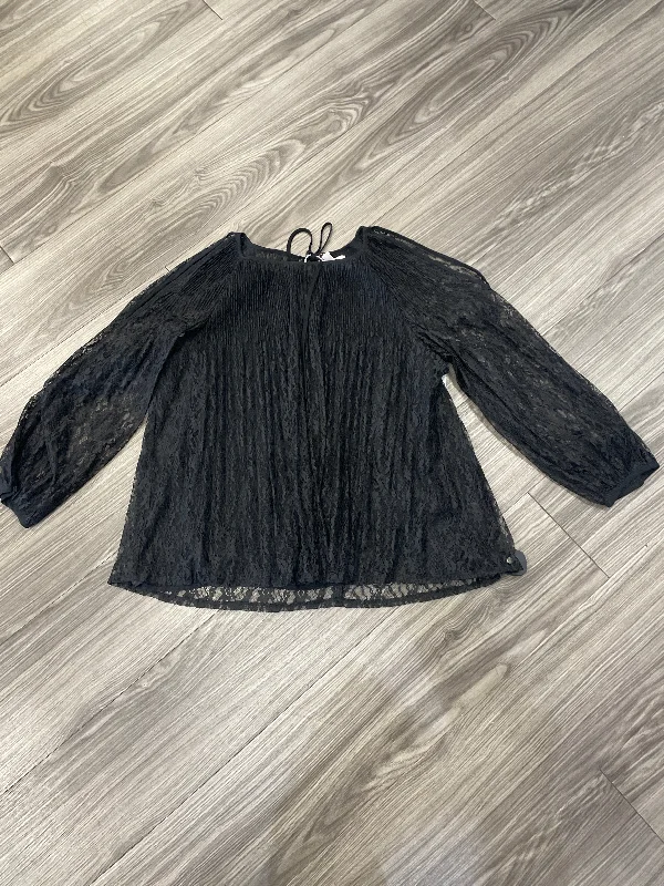 Women's Blouse with RufflesTop Long Sleeve By Lc Lauren Conrad In Black, Size: Xl