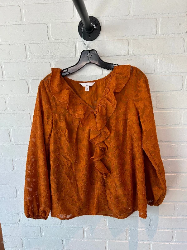 Women's Blouse for HolidayTop Long Sleeve By Lc Lauren Conrad In Orange, Size: S