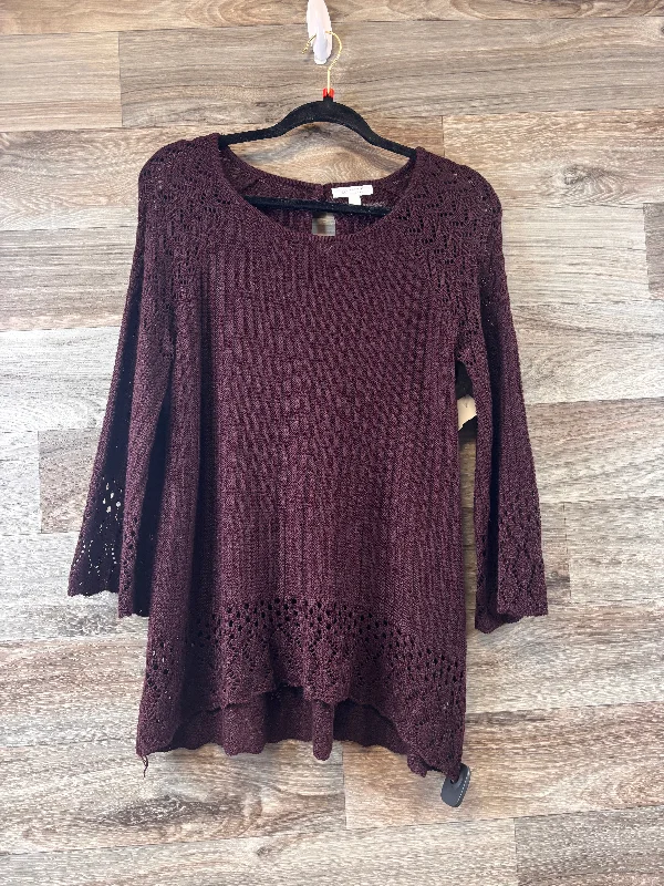 Women's Blouse with Shirt CollarTop Long Sleeve By Lc Lauren Conrad In Purple, Size: M