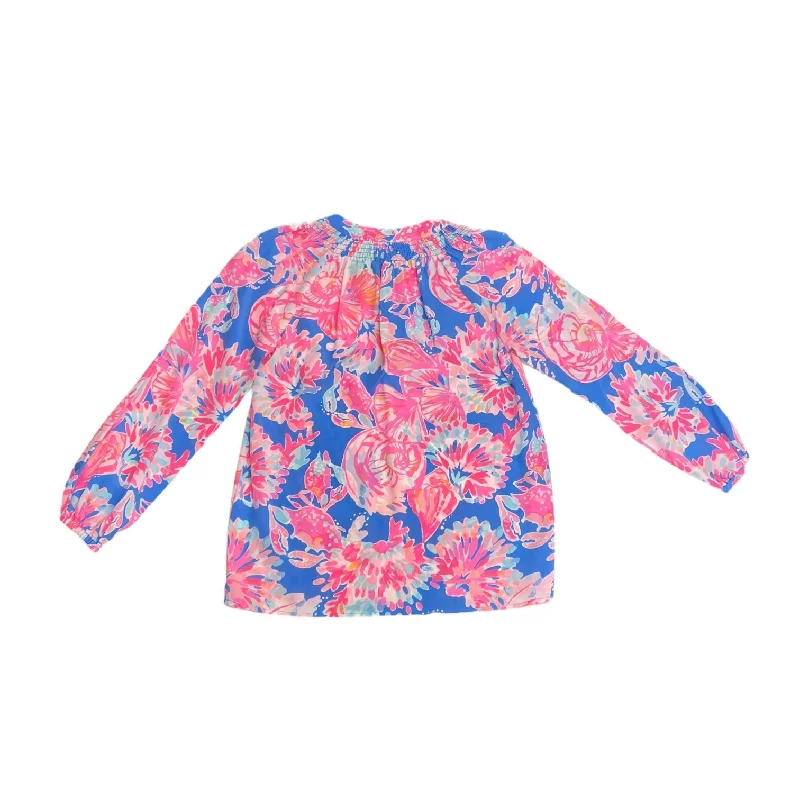 Women's Blouse with U-Shaped NeckTop Long Sleeve By Lilly Pulitzer In Blue, Size: Xs