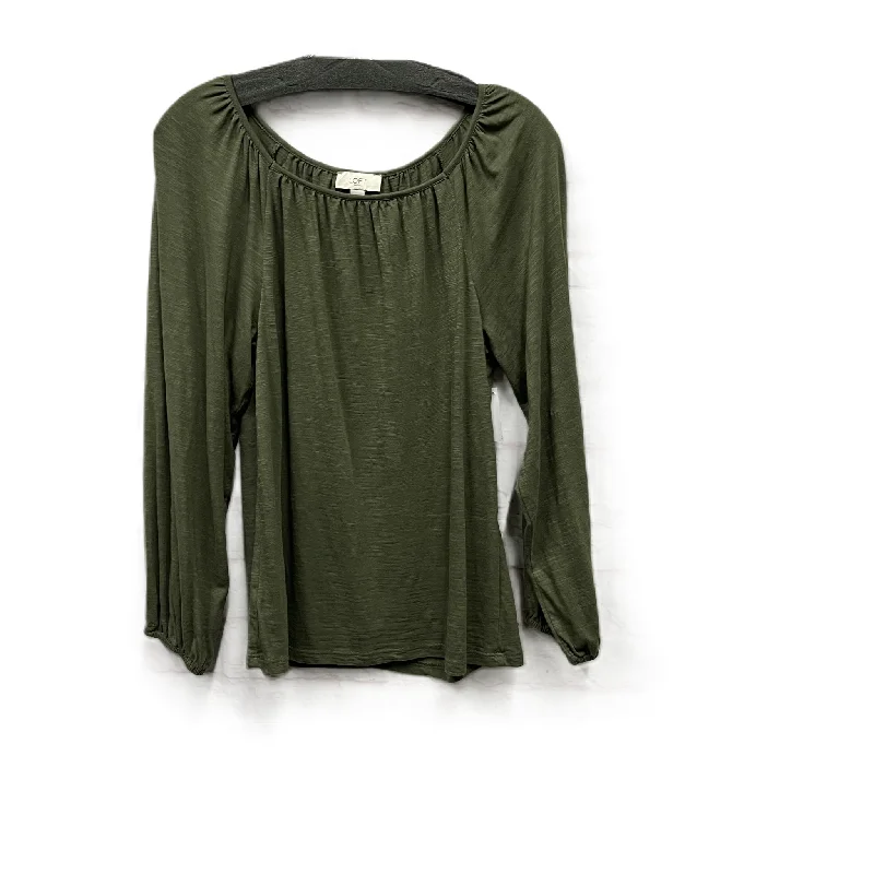 Women's Blouse with Sweetheart CollarTop Long Sleeve By Loft In Green, Size: Xs