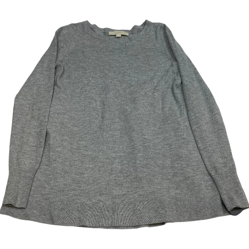 Women's Blouse with V-Shaped CollarTop Long Sleeve By Loft In Grey, Size: Xs