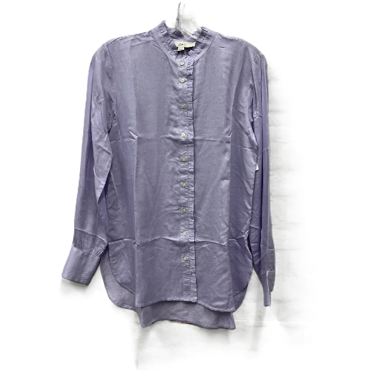 Women's Blouse with RufflesTop Long Sleeve By Loft In Purple, Size: Xs