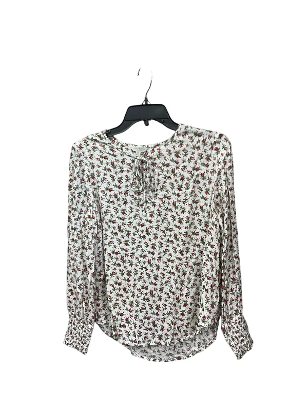 Women's Blouse with Lapel CollarTop Long Sleeve By Lucky Brand In Floral Print, Size: S