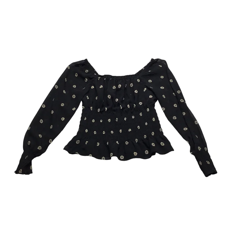 Women's Blouse with Rounded HemTop Long Sleeve By Madewell In Black, Size: S