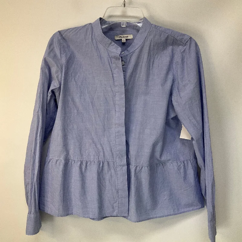 Women's Button-Up BlouseTop Long Sleeve By Madewell In Blue Denim, Size: M