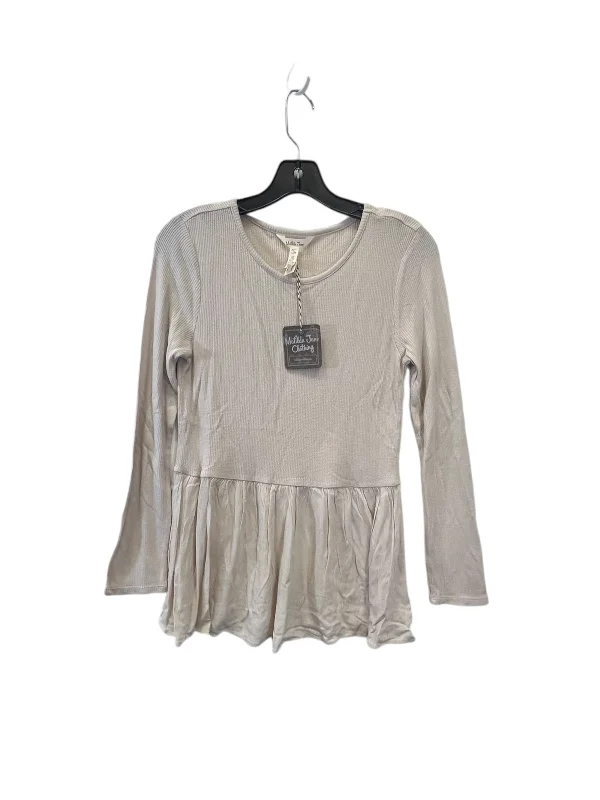 Women's Cotton BlouseTop Long Sleeve By Matilda Jane In Tan, Size: S