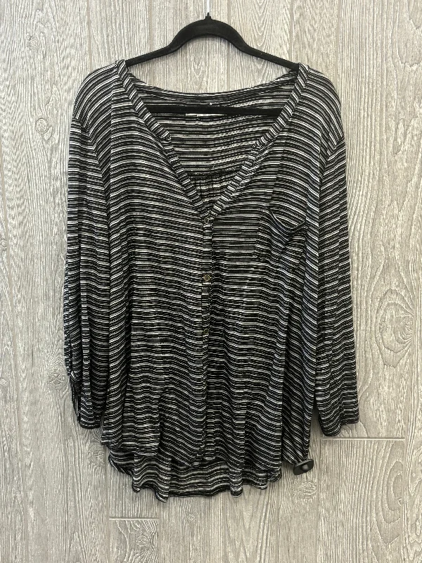 Women's Blouse with Low CollarTop Long Sleeve By Maurices In Black, Size: 2x