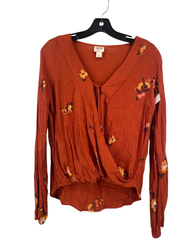 Women's Blouse for ChurchTop Long Sleeve By Mossimo In Orange, Size: S