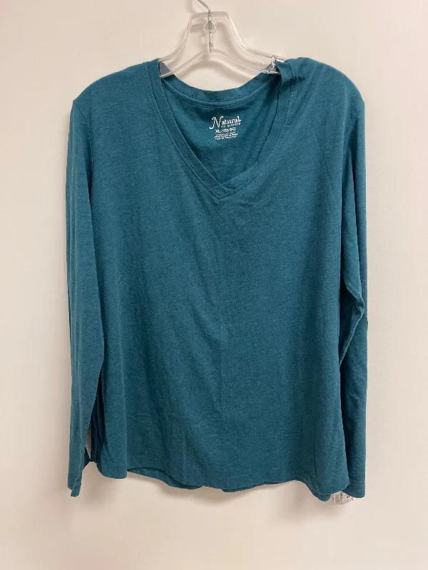 Women's Blouse with Long LengthTop Long Sleeve By Natural Reflections In Blue, Size: Xl