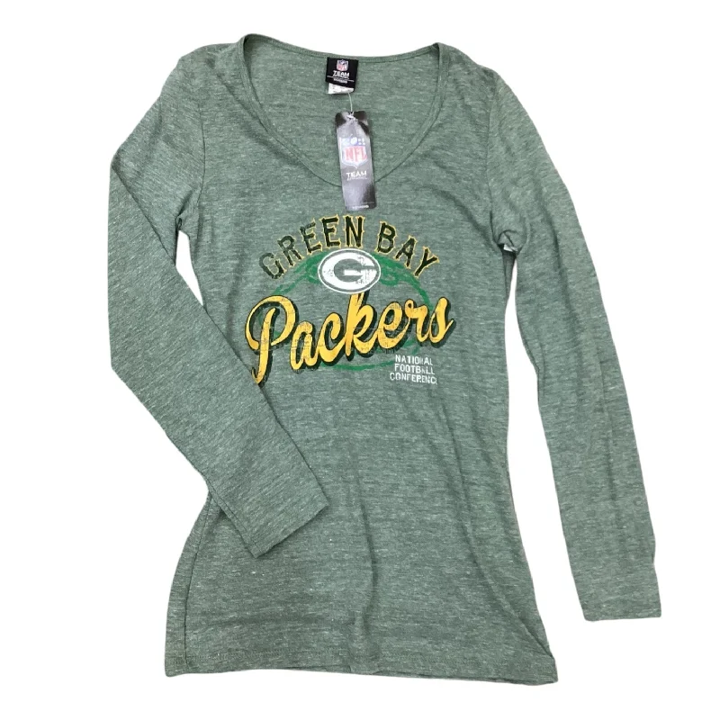 Women's Blouse with Peter Pan CollarTop Long Sleeve By Nfl In Green, Size: M