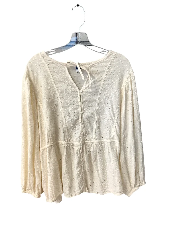 Women's Blouse with ButtonsTop Long Sleeve By Old Navy In Cream, Size: 26